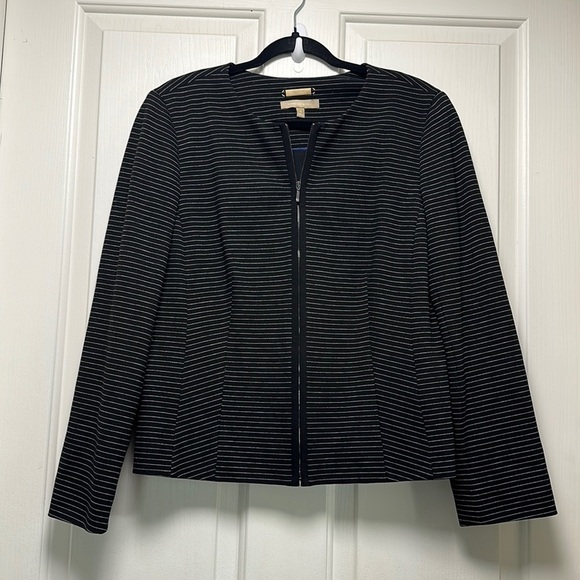 TALBOTS GOLD Label Black and White Stripe Jacket Sz 12 - Picture 1 of 8